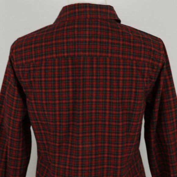 Eddie Bauer Women's Petite Small Black Red Plaid Long Sleeve Button Up Shirt - Picture 4 of 7